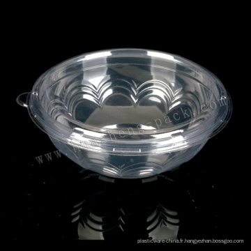 Boîte à salade en plastique transparent jetable rond de 460 ml en PET de qualité alimentaire